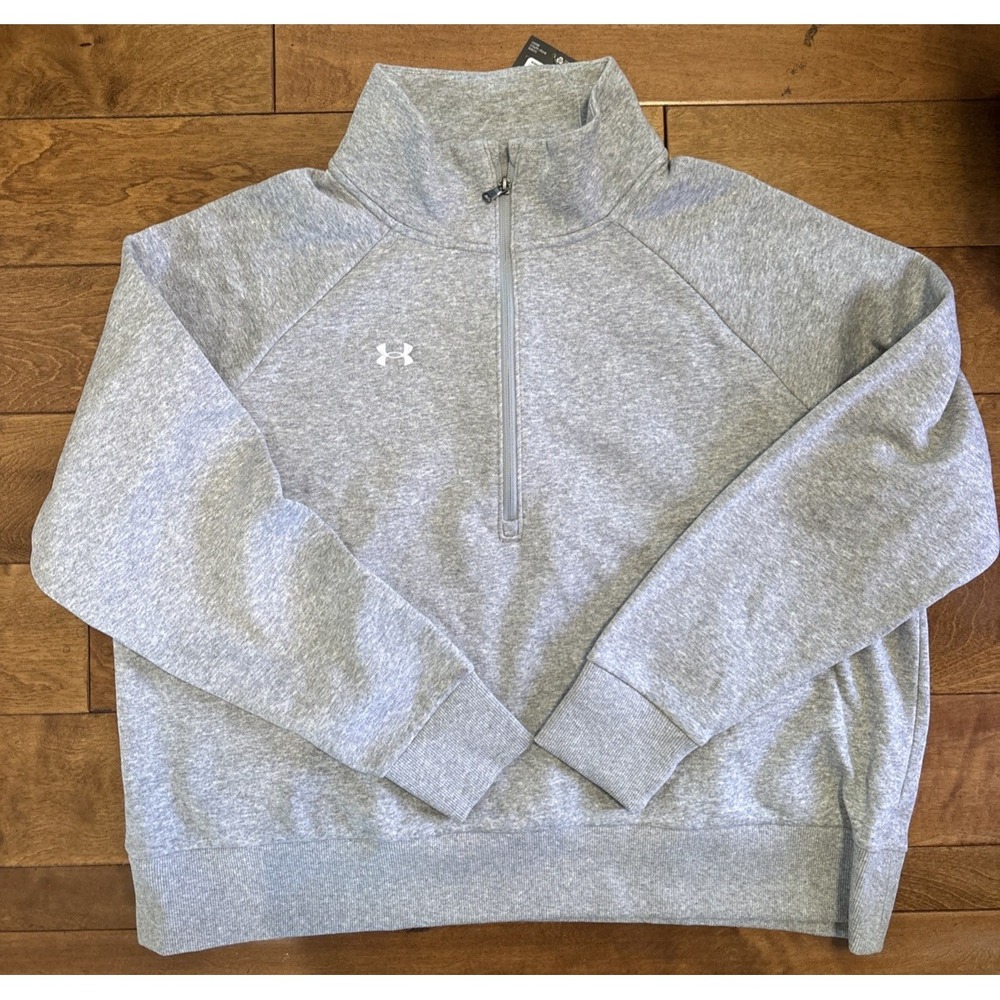 Under Armour Women's 1/2 Zip Rival Fleece Pullover Sweatshirt Loose 2XL Gray NEW
